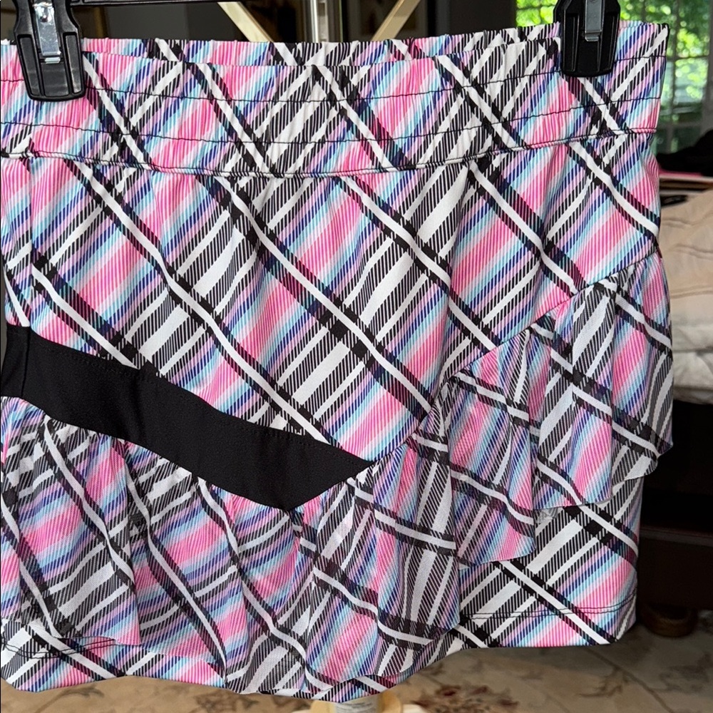 Lucky in Love Pink and Black Plaid Tennis Skirt
